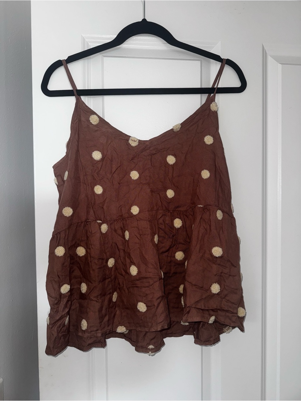 mine Brown Polka Dot Tiered Tank Top